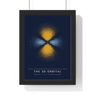 3d Orbital print framed in a black frame, ready to hang