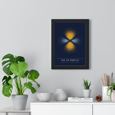 3d Orbital print framed on a living room wall