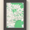 3D Oxford Map Framed - 3D printed Oxford map in a black wooden A5 frame, lit from the side