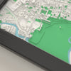 3D Oxford Map Framed - Close-up of the raised streets of Oxford on the 3D printed map