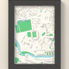 3D Portman Road Map Framed - 3D printed Portman Road map in a black wooden A5 frame, lit from the side