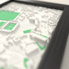 3D Portman Road Map Framed - Close-up across the 3D map showing the Portman Road stands and green pitch standing up from the streets