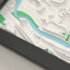 3D Portman Road Map Framed - Close-up of the raised streets and buildings around Portman Road on the 3D printed map