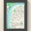 3D Prague Map Framed - 3D printed Prague map in a black wooden A5 frame, lit from the side