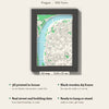3D Prague Map Framed - What you get: A5 3D city map, 14.8 x 21 cm, in a black wooden frame