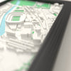 3D Principality Stadium Map Framed - Close-up across the 3D map showing the Principality Stadium stands and green pitch standing up from the streets