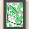 3D Red Bull Ring Map Framed - 3D printed Red Bull Ring map in a black wooden A5 frame, the track raised in dark grey