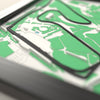 3D Red Bull Ring Map Framed - Close-up across the 3D map: the Red Bull Ring track standing up from the map