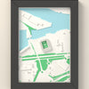 3D Riverside Stadium Map Framed - 3D printed Riverside Stadium map in a black wooden A5 frame, lit from the side
