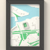 3D Riverside Stadium Map Framed - 3D printed Riverside Stadium map in a black wooden A5 frame, lit from the side