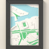 3D Riverside Stadium Map Framed - 3D printed Riverside Stadium map in a black wooden A5 frame, lit from the side