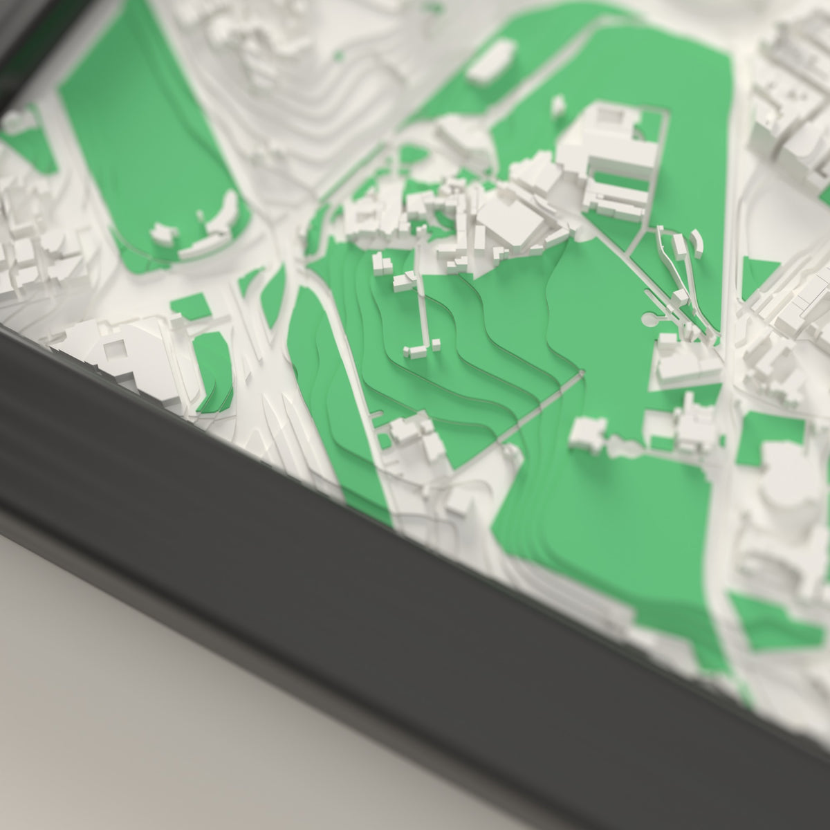 3D Rome Map Framed - Close-up of the raised streets of Rome on the 3D printed map