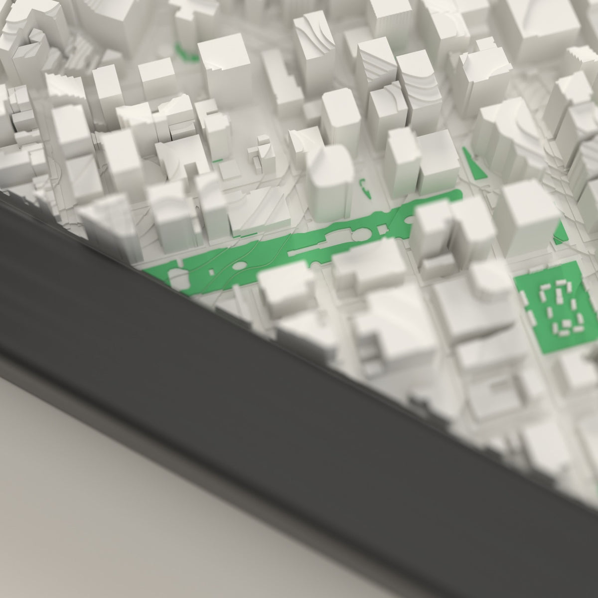 3D San Francisco Map Framed - Close-up of the raised streets of San Francisco on the 3D printed map