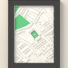 3D Selhurst Park Map Framed - 3D printed Selhurst Park map in a black wooden A5 frame, lit from the side