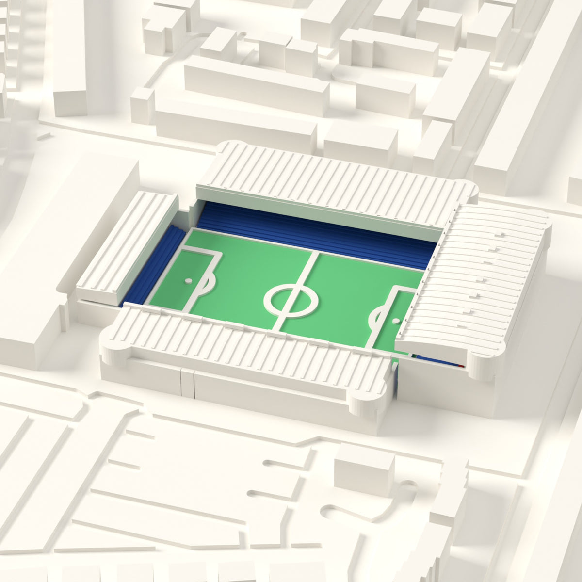 3D Selhurst Park Map Framed - Selhurst Park on the 3D printed map, seen from above the corner of the ground