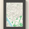 3D Seville Map Framed - 3D printed Seville map in a black wooden A5 frame, lit from the side