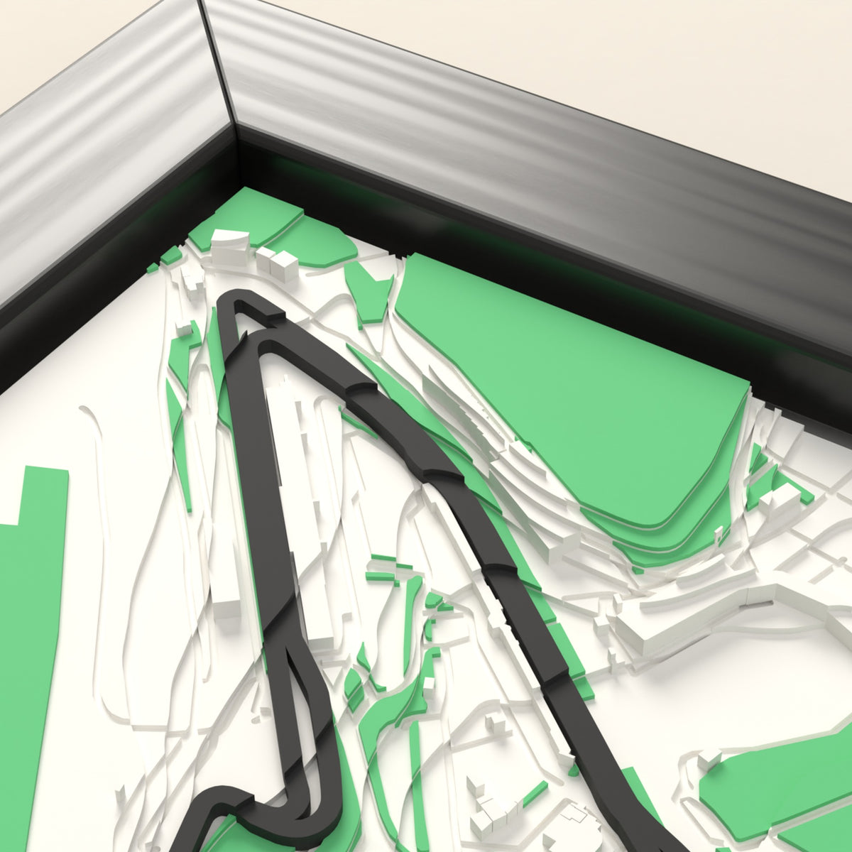 3D Spa-Francorchamps Circuit Map Framed - The start of the lap on the 3D printed Spa-Francorchamps Circuit map