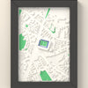 3D St Andrew's Map Framed - 3D printed St Andrew's map in a black wooden A5 frame, lit from the side