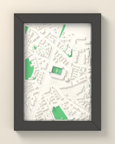 3D St Andrew's Map Framed - 3D printed St Andrew's map in a black wooden A5 frame, lit from the side