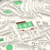 3D St James Park Exeter Map Framed - St James Park Exeter on the 3D printed map, seen from above the corner of the ground