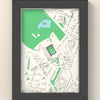 3D St James' Park Map Framed - 3D printed St James' Park map in a black wooden A5 frame, lit from the side