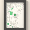 3D St Mary's Stadium Map Framed - 3D printed St Mary's Stadium map in a black wooden A5 frame, lit from the side