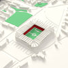 3D St Mary's Stadium Map Framed - St Mary's Stadium on the 3D printed map, seen from above the corner of the ground