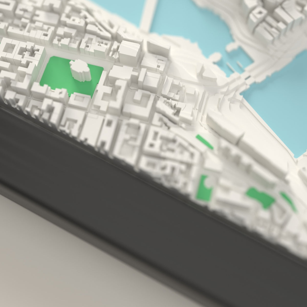 3D Stockholm Map Framed - Close-up of the raised streets of Stockholm on the 3D printed map