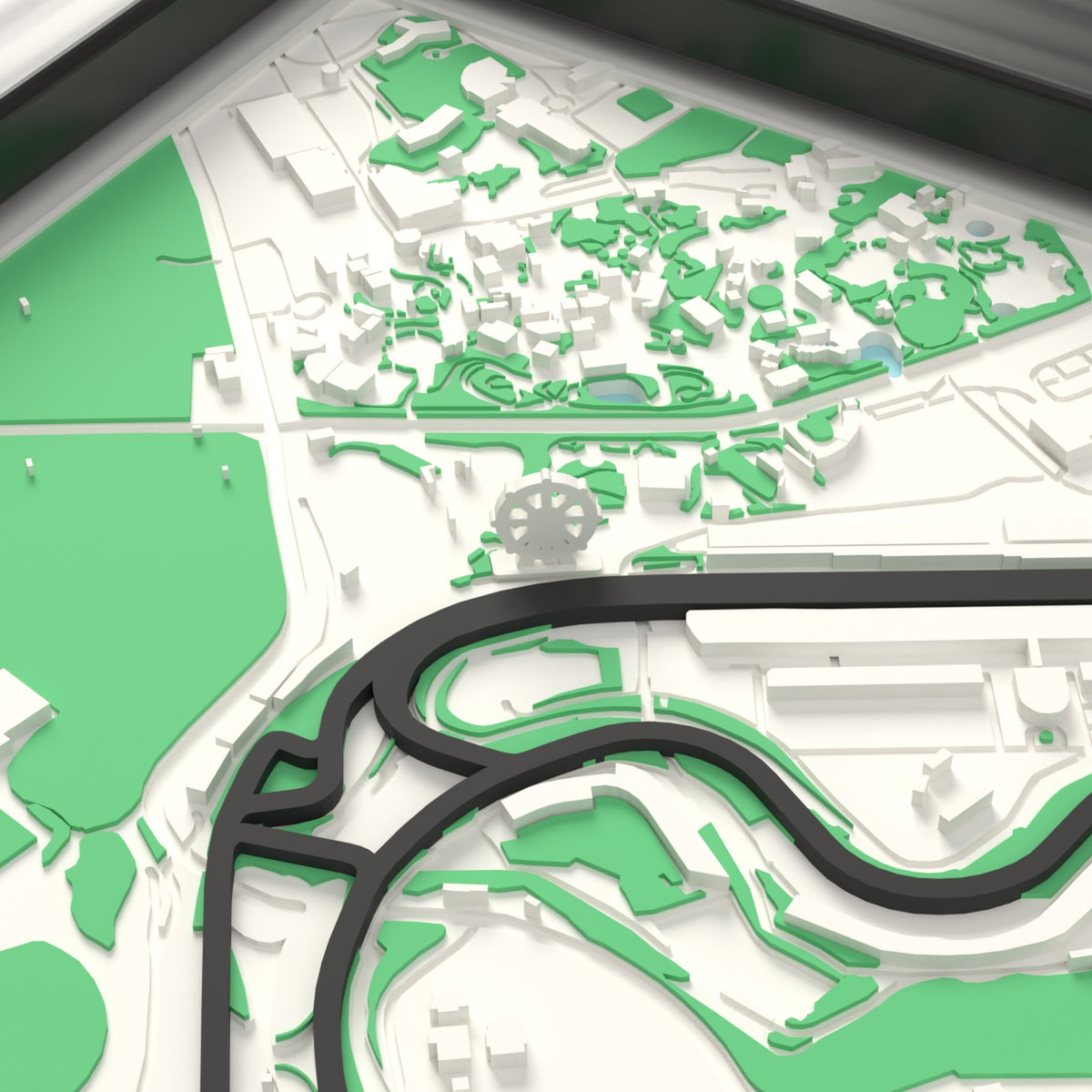 3D Suzuka Circuit Map Framed - The start of the lap on the 3D printed Suzuka Circuit map