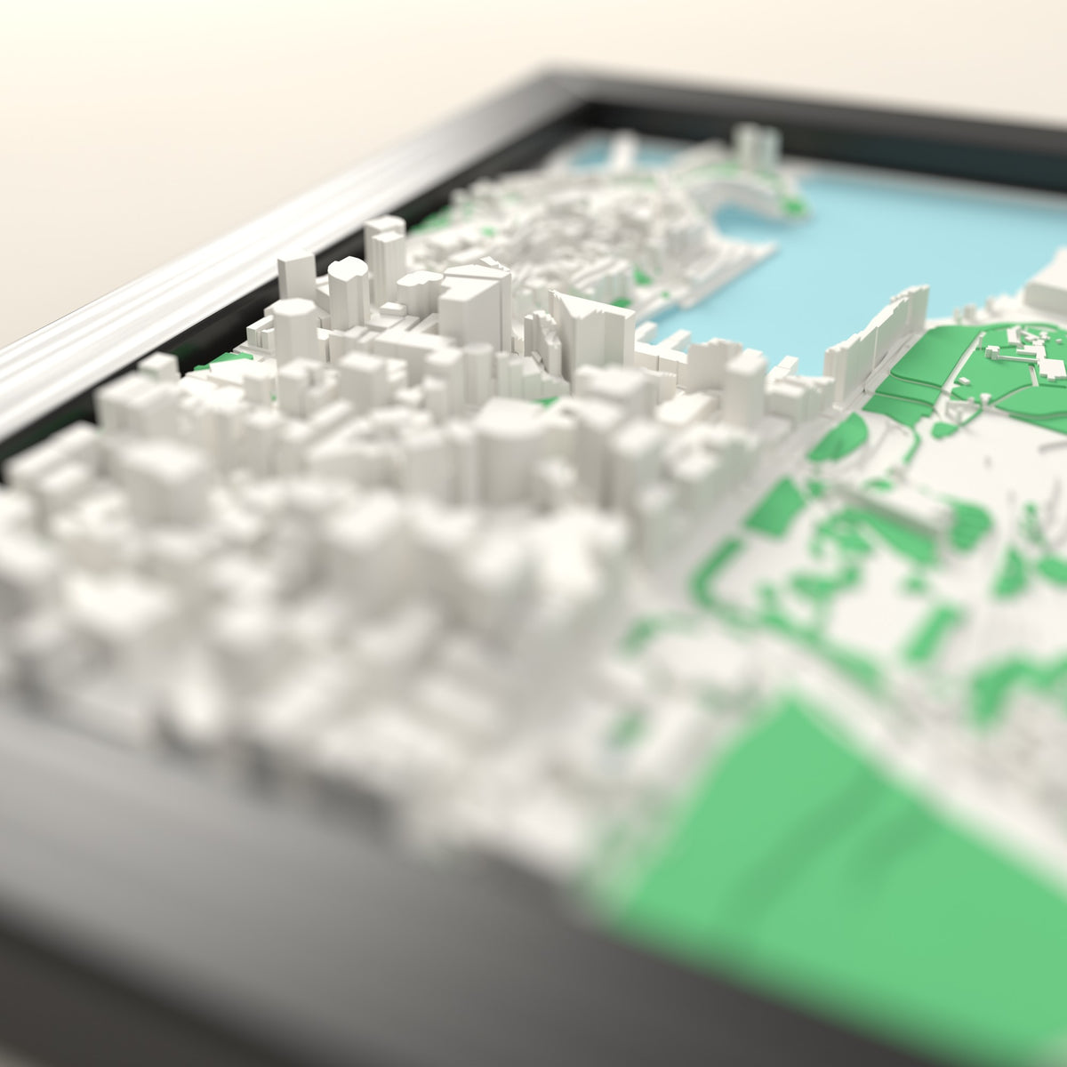 3D Sydney Map Framed - Close-up across the 3D Sydney map showing the raised streets and buildings
