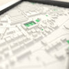 3D The Baseball Ground Map Framed - Close-up across the 3D map showing the old The Baseball Ground stands and green pitch standing up from the streets