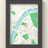 3D The City Ground Map Framed - 3D printed The City Ground map in a black wooden A5 frame, lit from the side