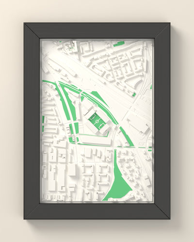 3D The Den Map Framed - 3D printed The Den map in a black wooden A5 frame, lit from the side