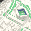 3D The Den Map Framed - Detail of the 3D printed The Den: every stand modelled from the real ground, seats in royal blue