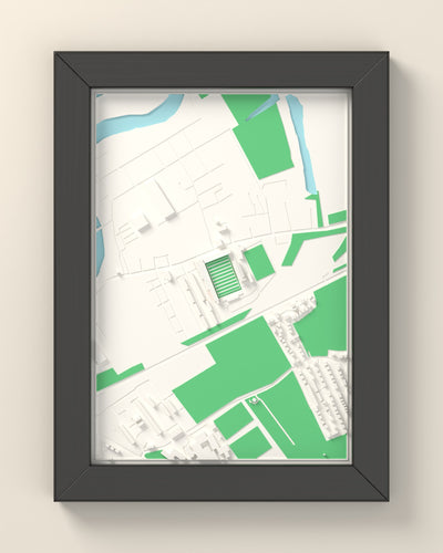 3D The Jungle Map Framed - 3D printed The Jungle map in a black wooden A5 frame, lit from the side