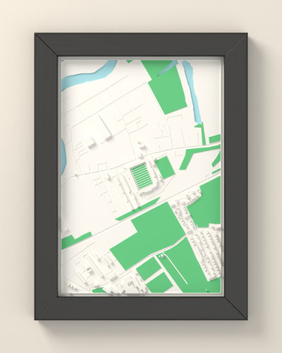 3D The Jungle Map Framed - 3D printed The Jungle map in a black wooden A5 frame, lit from the side