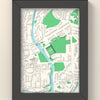 3D The Recreation Ground Map Framed - 3D printed The Recreation Ground map in a black wooden A5 frame, lit from the side