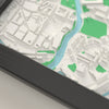 3D The Recreation Ground Map Framed - Close-up of the raised streets and buildings around The Recreation Ground on the 3D printed map