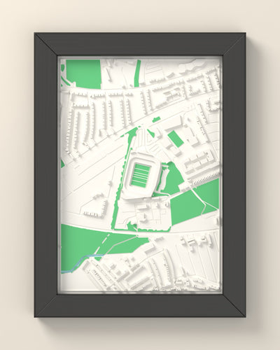 3D The Stoop Map Framed - 3D printed The Stoop map in a black wooden A5 frame, lit from the side
