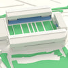 3D The Stoop Map Framed - Close-up of the 3D printed Stoop: the DHL Stand's ridged folded roof, the West Stand ridge and the open corners