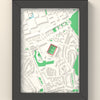 3D The Valley Map Framed - 3D printed The Valley map in a black wooden A5 frame, lit from the side
