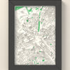 3D Tokyo Map Framed - 3D printed Tokyo map in a black wooden A5 frame, lit from the side