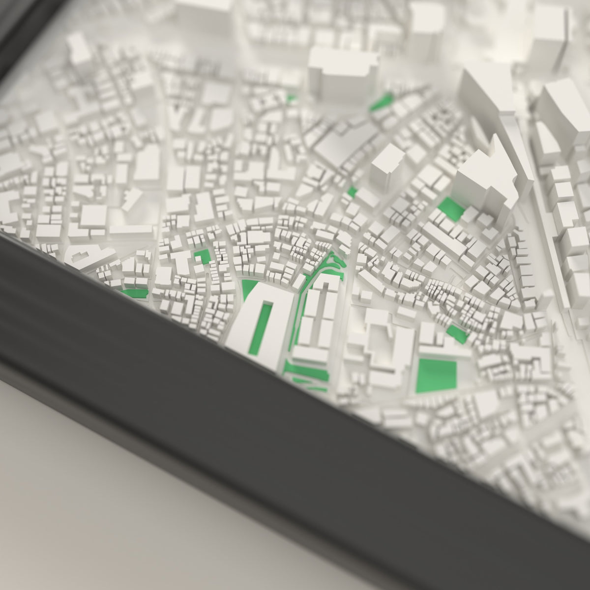 3D Tokyo Map Framed - Close-up of the raised streets of Tokyo on the 3D printed map