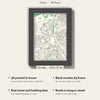 3D Tokyo Map Framed - What you get: A5 3D city map, 14.8 x 21 cm, in a black wooden frame