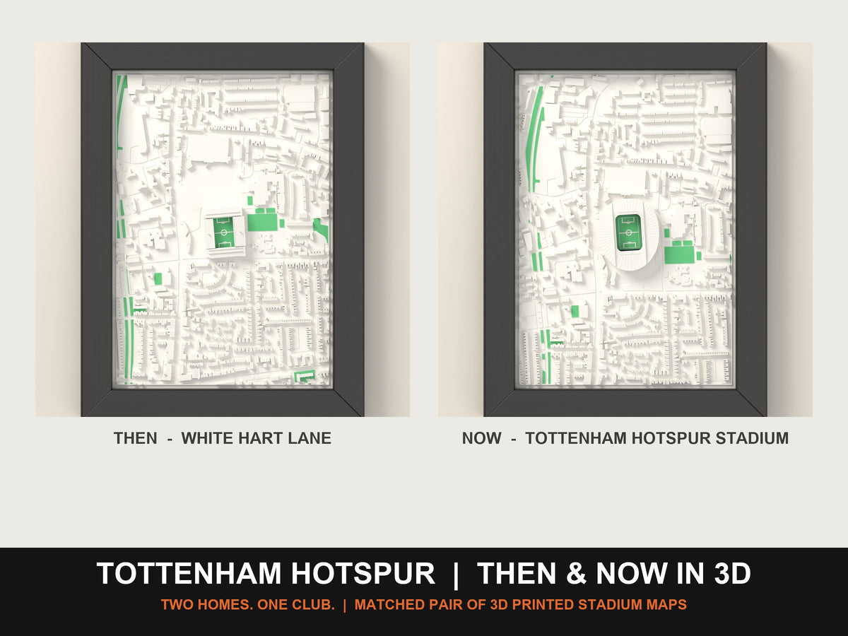 3D Tottenham Hotspur Then & Now Stadium Set | White Hart Lane + Tottenham Hotspur Stadium 3D Maps