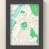 3D Trent Bridge Cricket Ground Map Framed - 3D printed Trent Bridge map in a black wooden A5 frame, lit from the side