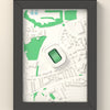 3D Twickenham Stadium Map Framed - 3D printed Twickenham Stadium map in a black wooden A5 frame, lit from the side