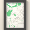 3D Twickenham Stadium Map Framed - 3D printed Twickenham Stadium map in a black wooden A5 frame, lit from the side