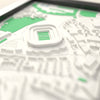 3D Twickenham Stadium Map Framed - Close-up across the 3D map showing the Twickenham Stadium stands and green pitch standing up from the streets