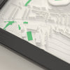 3D Twickenham Stadium Map Framed - Close-up of the raised streets and buildings around Twickenham Stadium on the 3D printed map